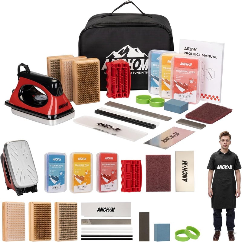 ANCHOM Store Ski Snowboard Tuning Kit, Complete Ski Snowboard Waxing Kit with Waxing Iron, Wax, Edge Tools, Carry Bag, Base Repair, Professional Tuning Equipment - Image 1